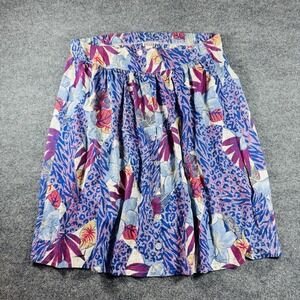VTG 80s 90s Just 4 Inc Tropical Animal Print Button Front Pleated Skirt Size 36